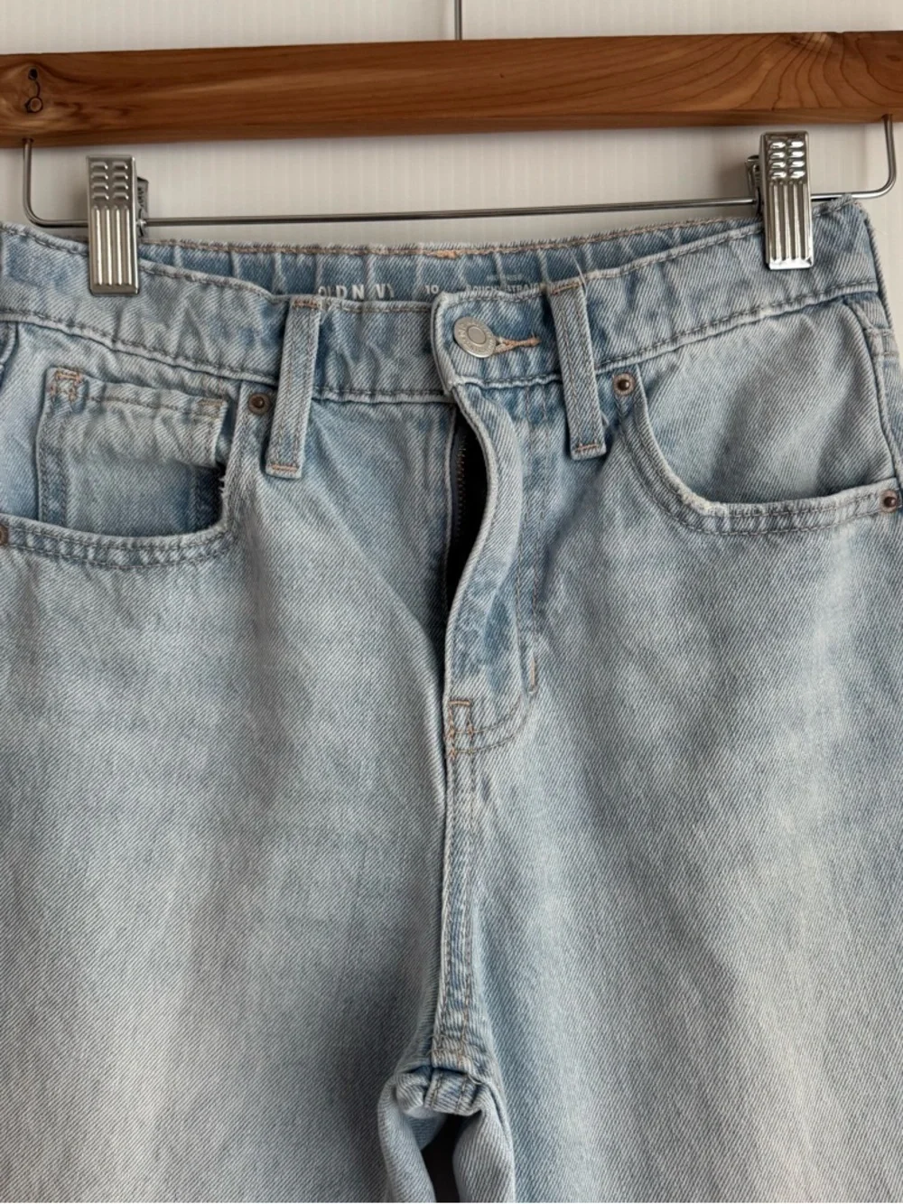 Old Navy Light Blue Girls Straight-Leg Jeans high rise slouchy straight